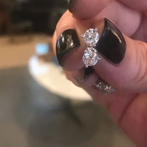 14K white Gold Lab Created Diamond Stud Earrings